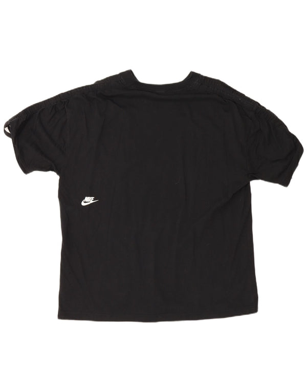 Nike T-shirt graphique coupe décontractée pour femme UK 14 en coton noir moyen