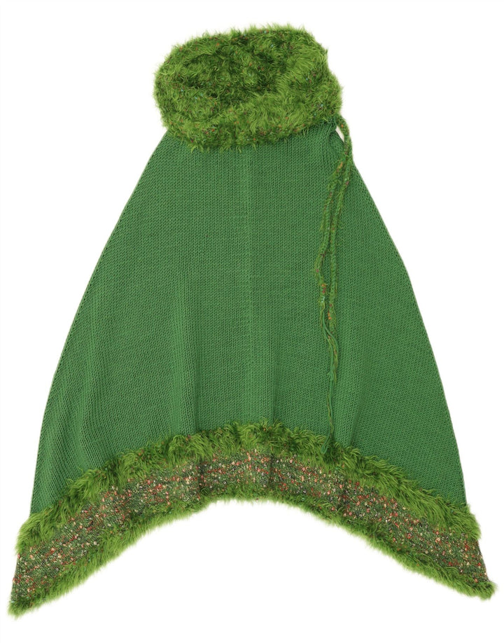 vintage Femme Poncho Jumper Taille Unique Vert
