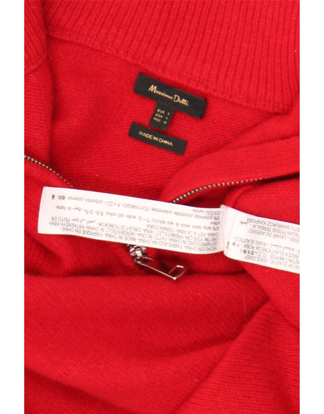 Massimo Dutti Pull à col zippé pour femme UK 16 Grande laine rouge