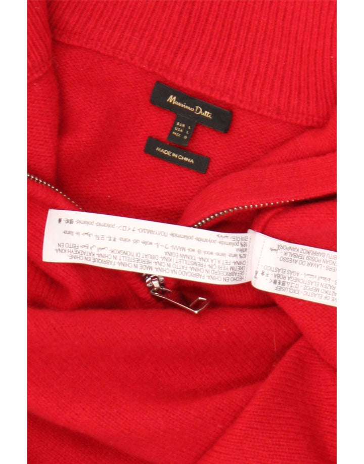 Massimo Dutti Pull à col zippé pour femme UK 16 Grande laine rouge