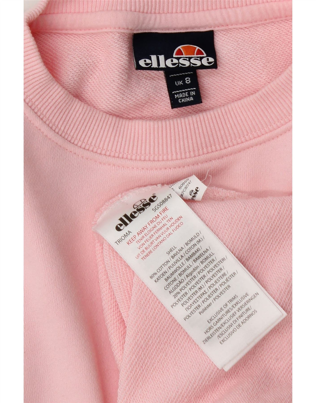 Ellesse Sweat-shirt graphique pour femme UK 8 Small Rose Coton