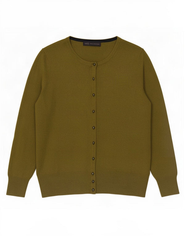 Marks & Spencer Pull Cardigan pour Femme UK 14 Large Vert Viscose