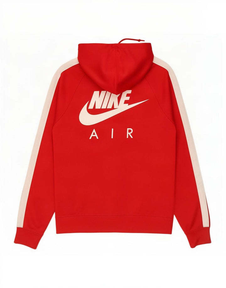 Nike Pull à capuche zippé graphique pour homme Petit polyester color block rouge