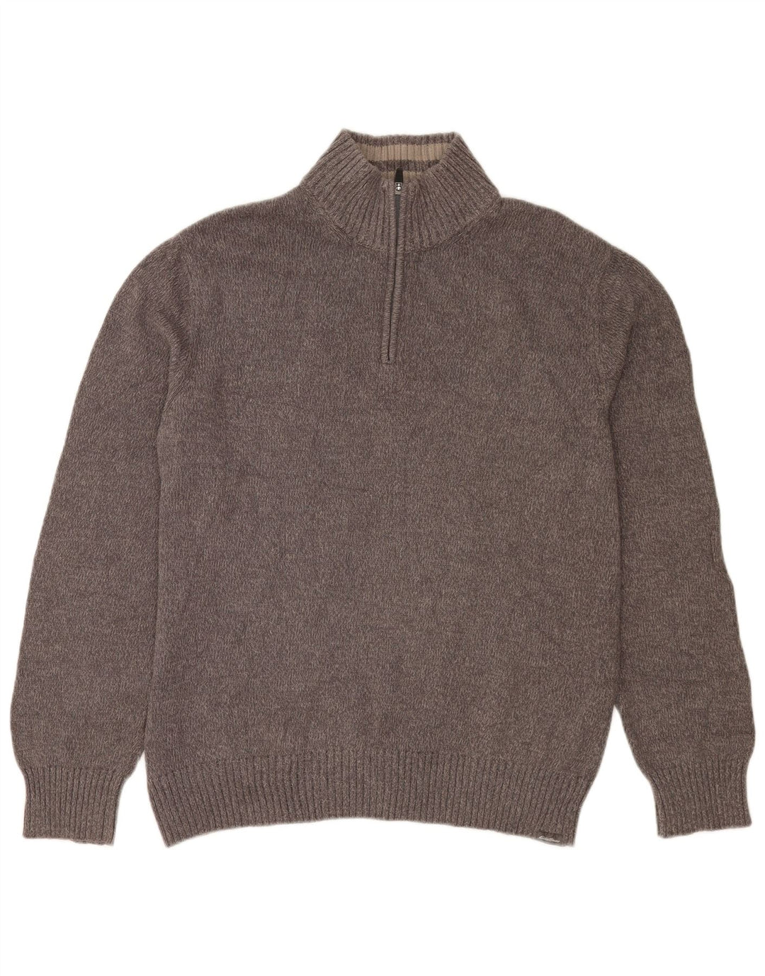 Eddie Bauer Pull à col zippé pour homme en coton moucheté gris grand