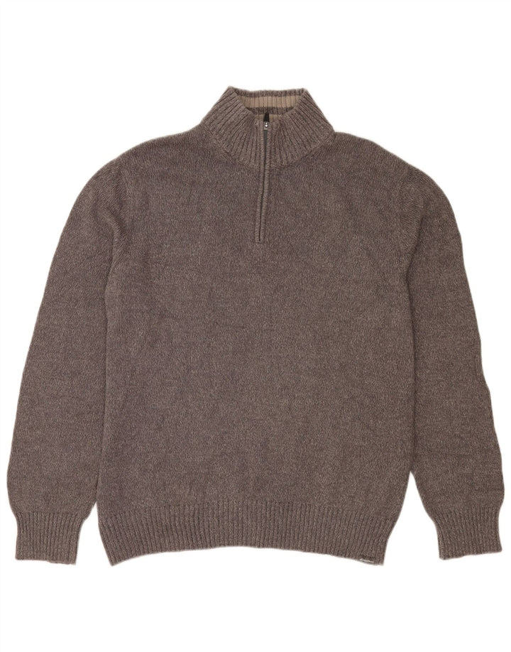 Eddie Bauer Pull à col zippé pour homme en coton moucheté gris grand
