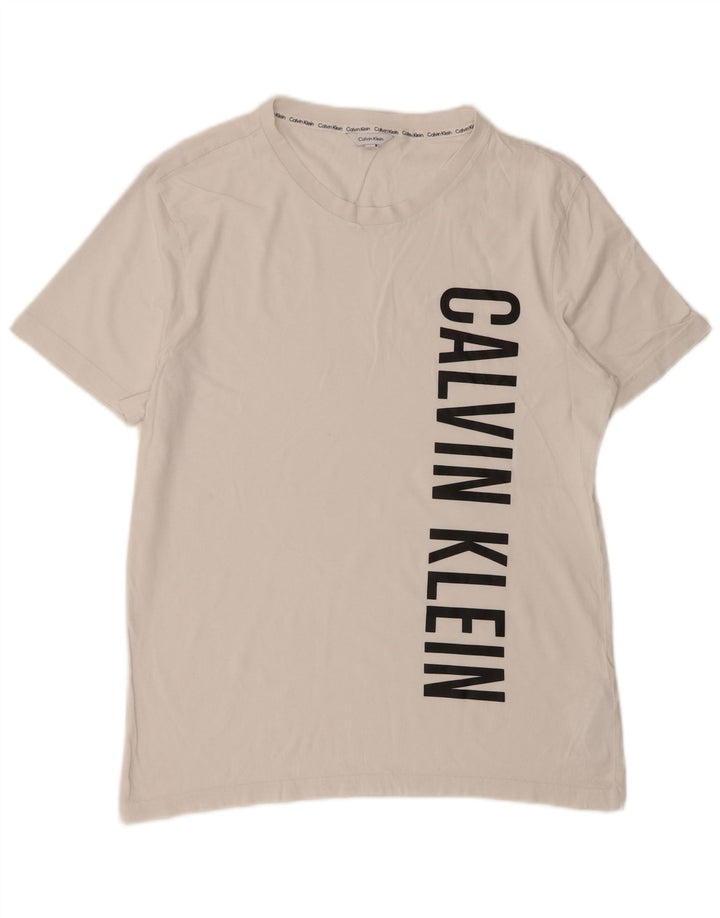 Calvin Klein T-Shirt Graphique Homme Blanc Moyen Coton