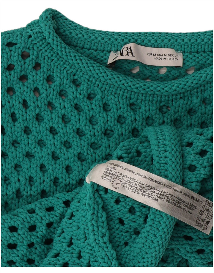 Haut court transparent au crochet en polyamide vert moyen Zara Femme