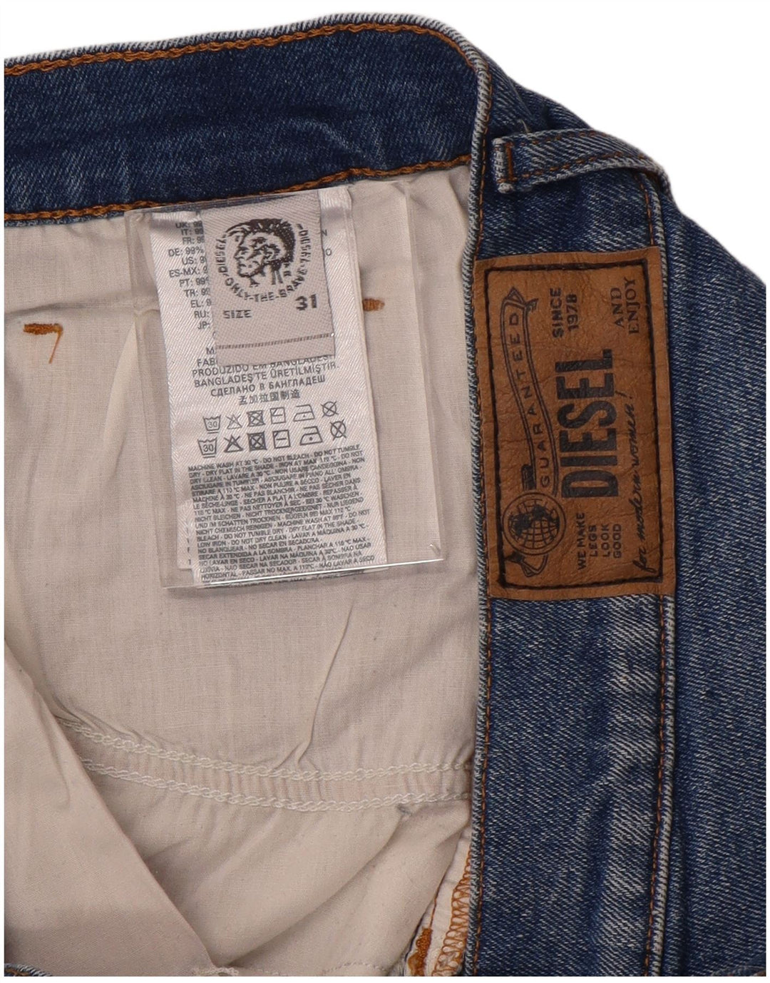 DIESEL Short en jean vieilli W31 en coton bleu moyen pour femme