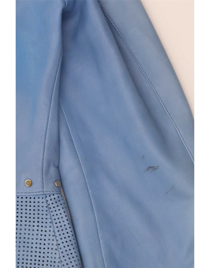 Penny Black Veste bomber en cuir pour femme UK 14 Grand cuir bleu