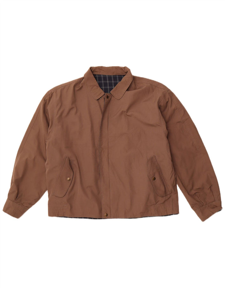 VINTAGE Veste réversible homme UK 40 Grand Marron Check Polyester