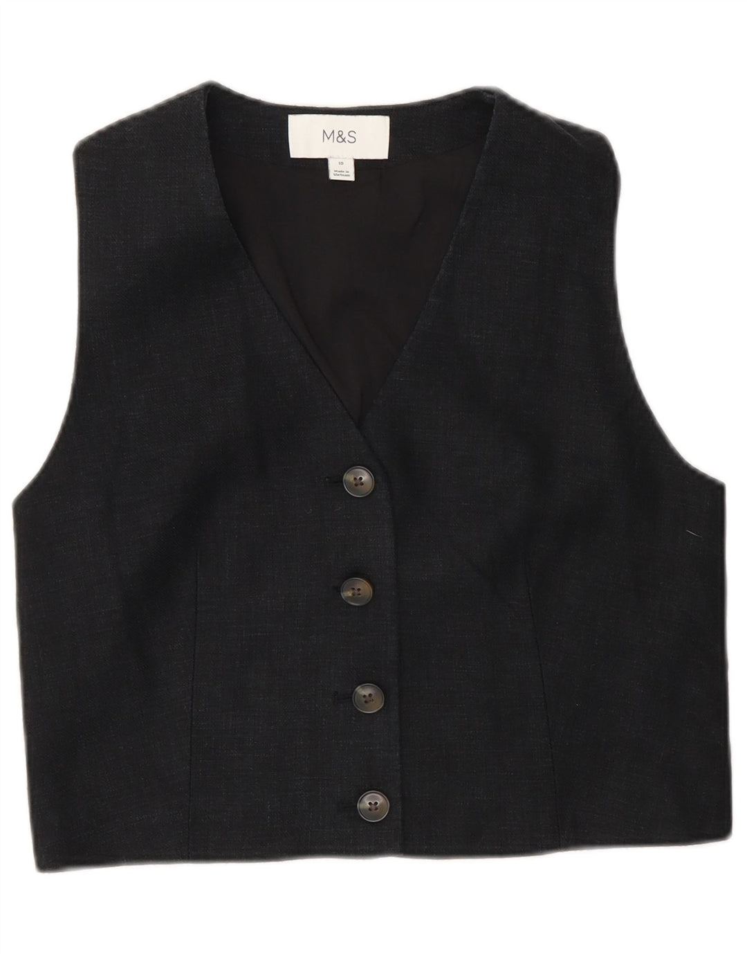 Marks & Spencer Gilet court pour femme UK 10 Petit lin noir