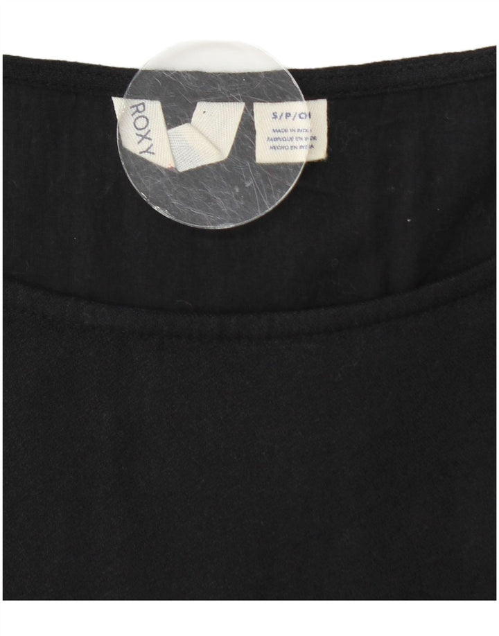 ROXY Robe trapèze à manches longues pour femme UK 10 Petit coton noir