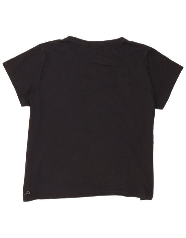 Fila T-shirt graphique pour femme UK 14 Large Noir Coton
