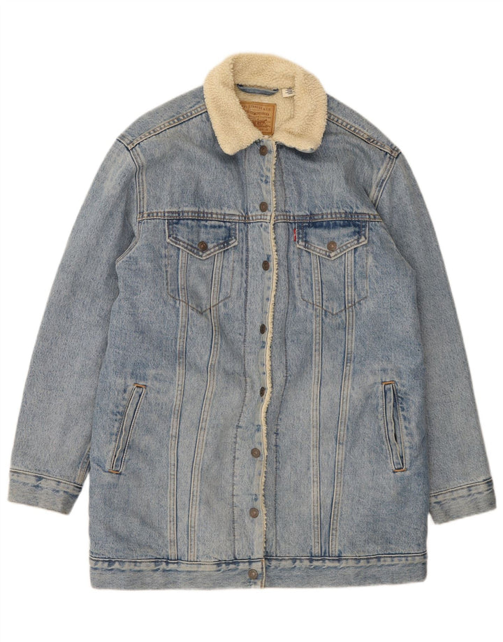 Levi's Veste Sherpa Denim Femme UK 38 Bleu Moyen Coton