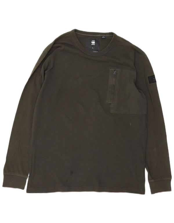 G-Star Homme Top Manches Longues Large Kaki Coton