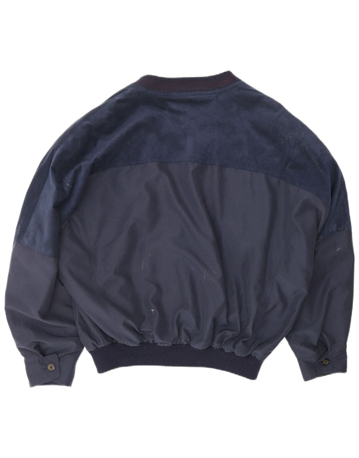 VINTAGE Veste Bomber Homme UK 42 XL Bleu Marine Polyester