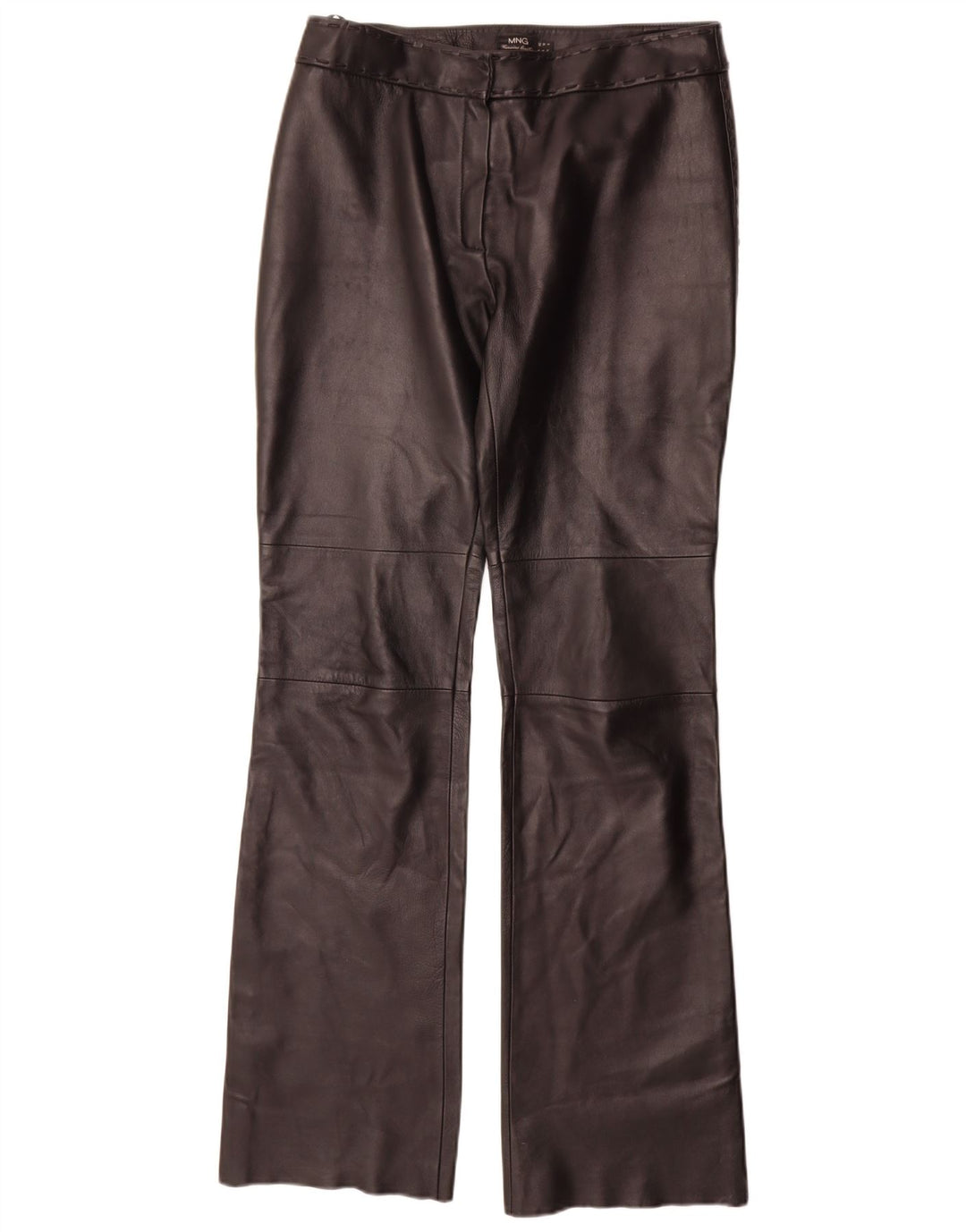 Mango Pantalon droit en cuir pour femme IT 42 Medium W30 L35 Noir