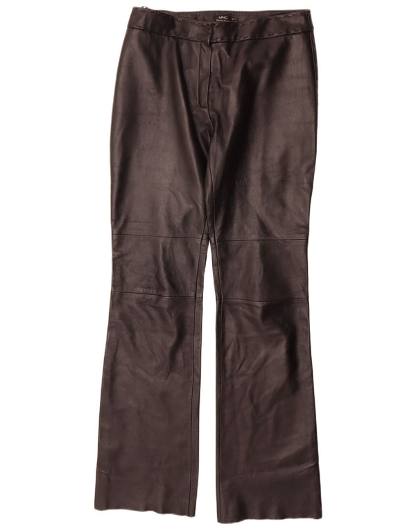 Mango Pantalon droit en cuir pour femme IT 42 Medium W30 L35 Noir