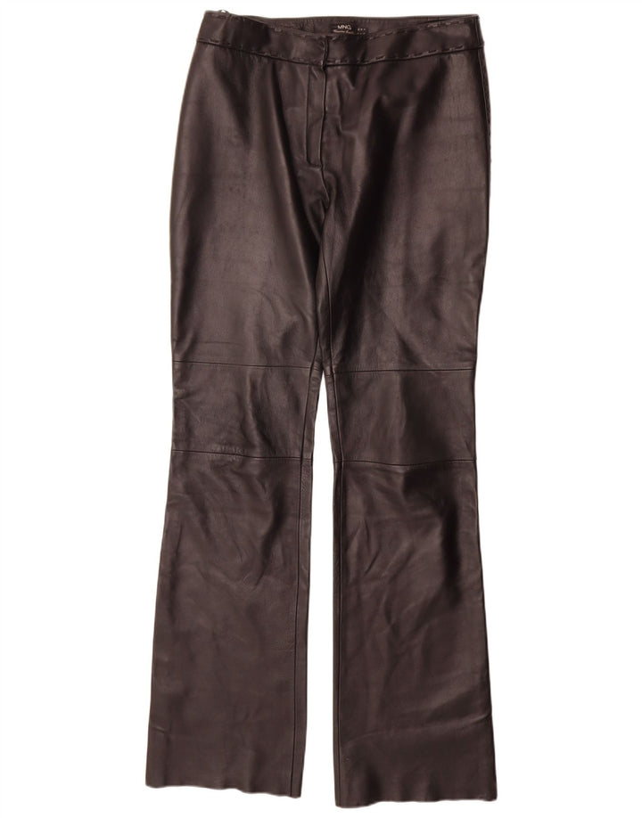 Mango Pantalon droit en cuir pour femme IT 42 Medium W30 L35 Noir