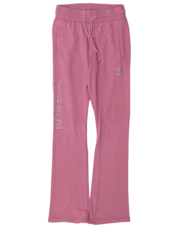Adidas Pantalon de survêtement évasé graphique pour femme UK 8 Small Rose Coton