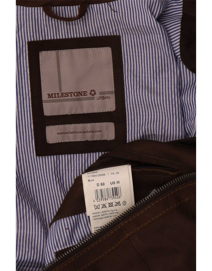 Milestone Veste en cuir pour homme UK 38 Marron moyen