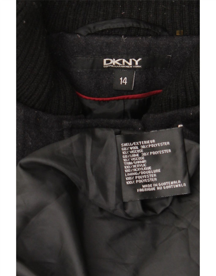 Dkny Manteau à capuche pour femme US 14 XL Laine grise