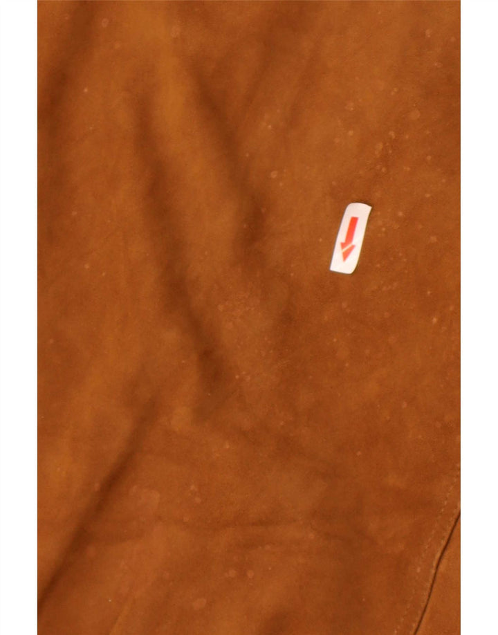 Veste Bomber En Daim Vintage Homme IT 48 Cuir Marron Moyen