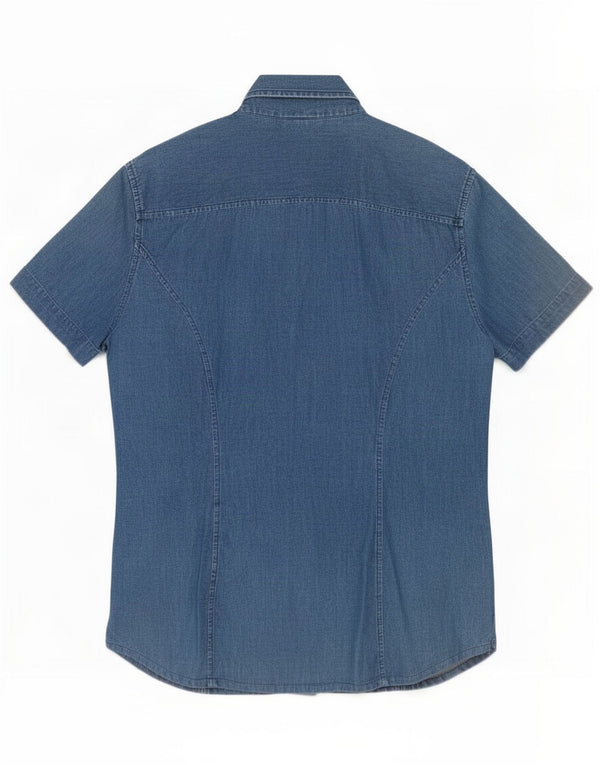 Trussardi Jeans Chemise en jean à manches courtes pour femme UK 44 Bleu moyen Coton