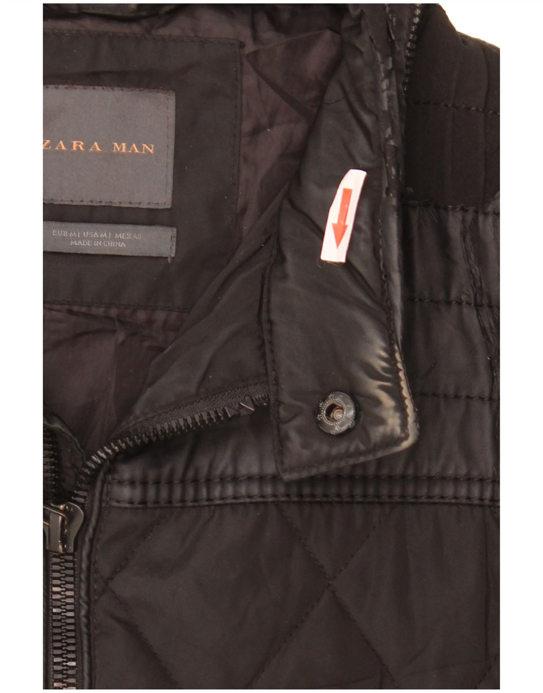 ZARA Veste matelassée à capuche pour homme UK 38 Medium Noir