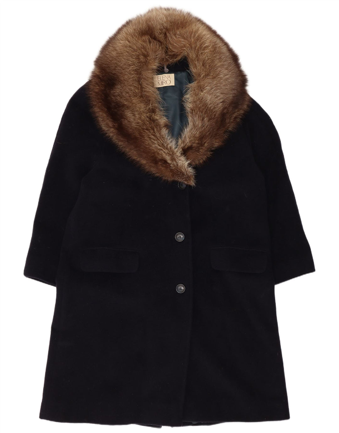 ELENA MIRO Manteau pour femme UK 16 Grande laine vierge bleu marine