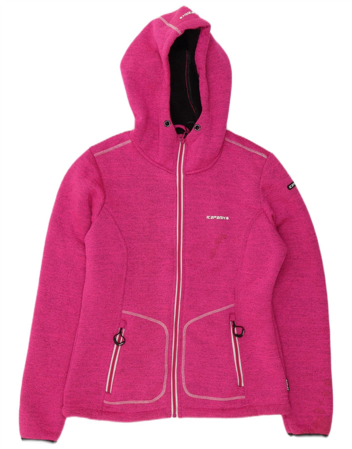 Icepeak Pull à capuche zippé pour femme IT 48 XL Rose Moucheté Polyester