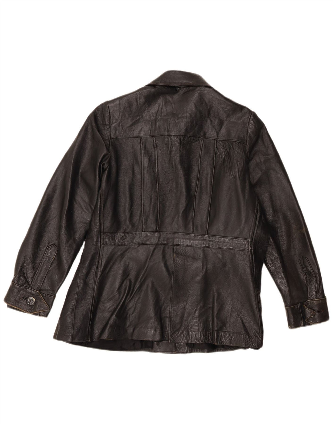 Veste en cuir femme vintage UK 14 Noir Moyen