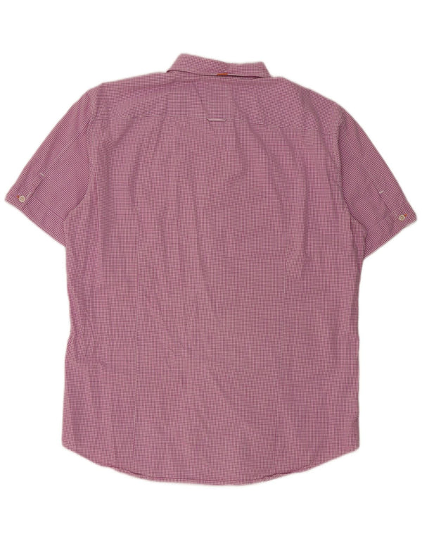 Hugo Boss Chemise à manches courtes XL en coton vichy rose pour homme