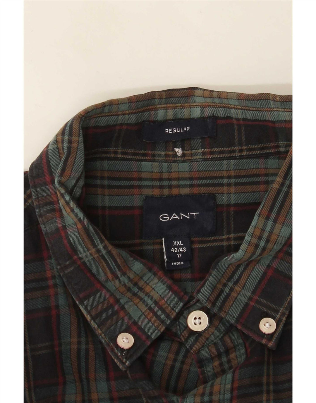Gant Chemise en flanelle coupe régulière pour homme Taille 42/43 17 2XL Carreaux multicolores