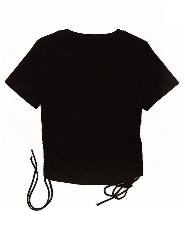 Zara Femme Crop Top UK 12 Moyen Noir Polyester