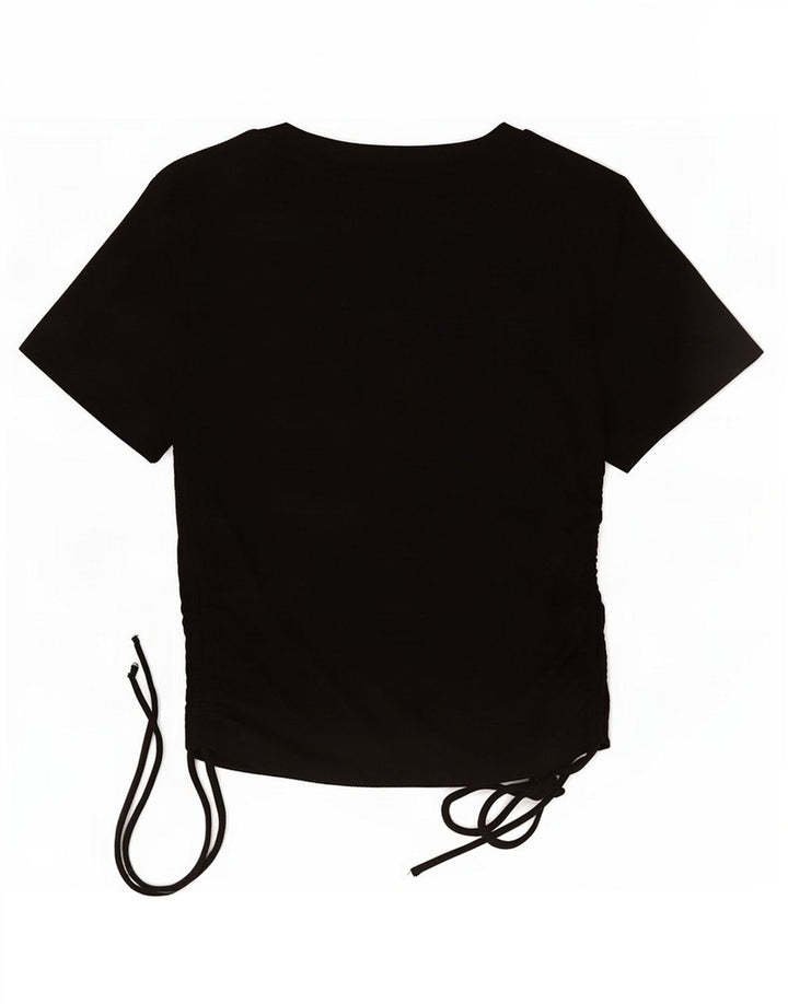 Zara Femme Crop Top UK 12 Moyen Noir Polyester
