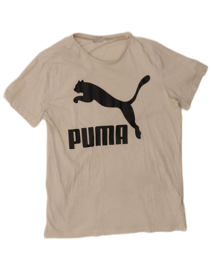 Puma T-shirt graphique pour hommes, grand, blanc, coton