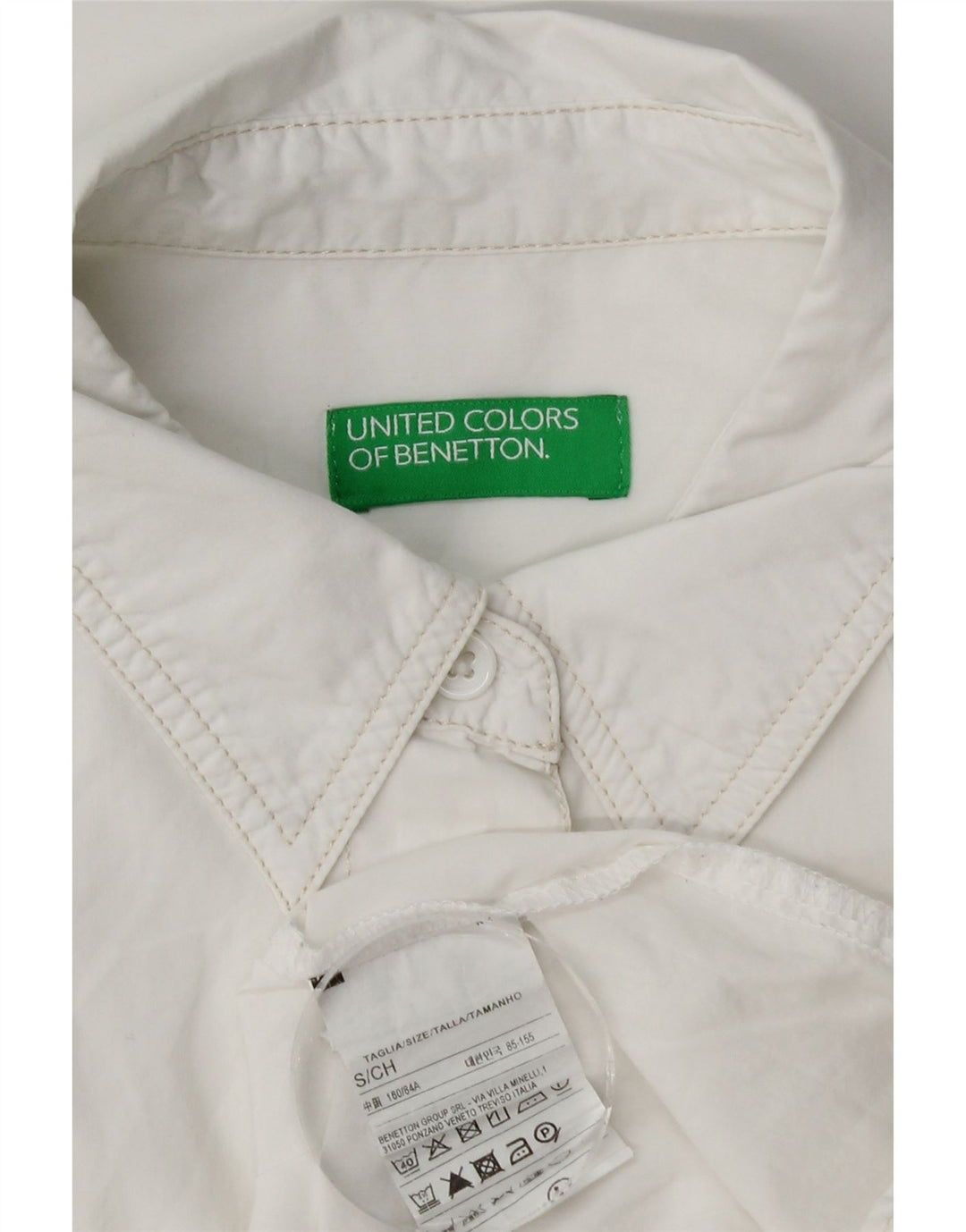 Benetton Chemise surdimensionnée pour femme UK 10 Small Blanc Coton