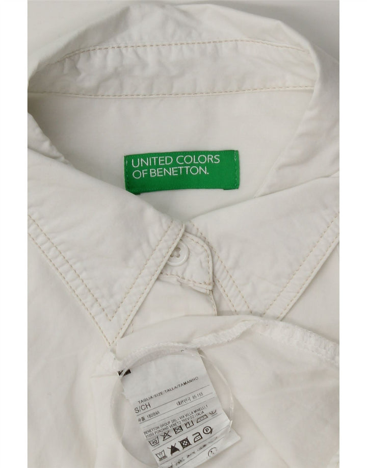 Benetton Chemise surdimensionnée pour femme UK 10 Small Blanc Coton
