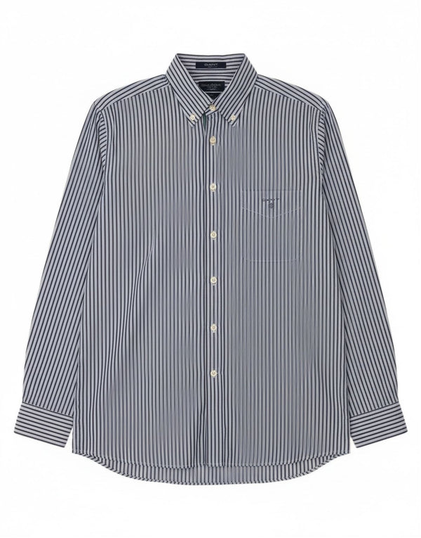 Gant Chemise Regular Fit Homme Bleu Moyen En Coton À Fines Rayures
