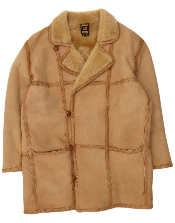 Emanuel Ungaro Manteau en peau de mouton pour homme UK 38 Beige moyen