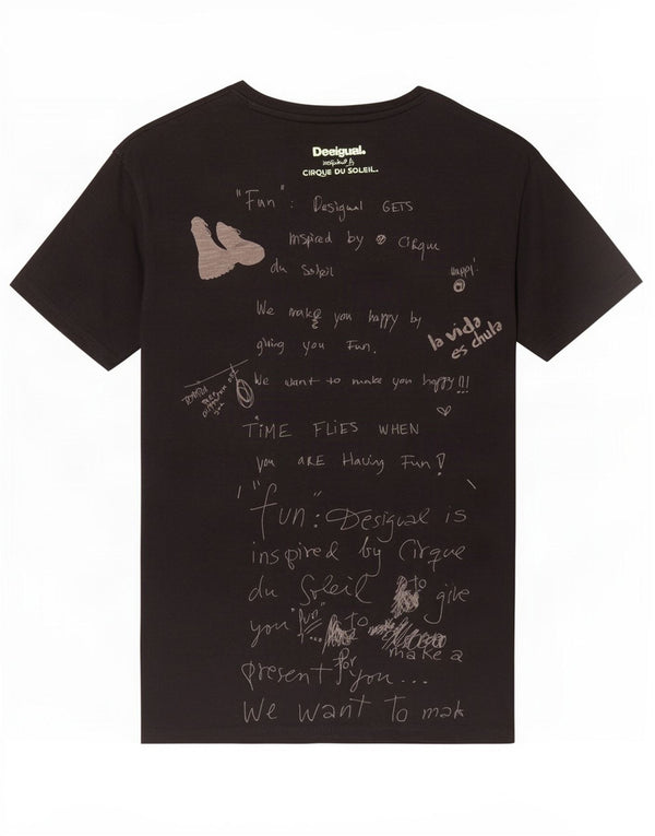 Desigual Mens Social Circle Football Graphic T-Shirt Top Petit Noir Coton