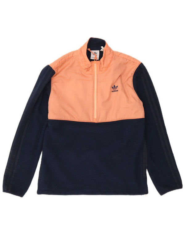 Adidas Pull polaire à col zippé pour homme Petit polyester color block bleu marine