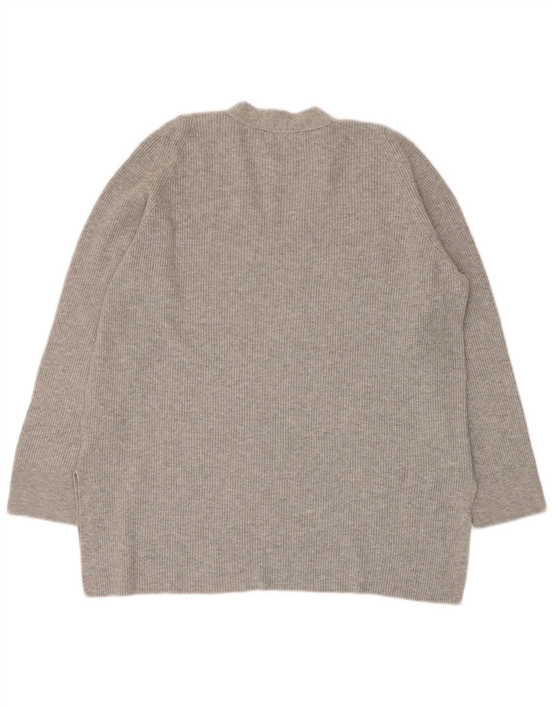 Marks & Spencer Pull col en V pour femme UK 14 Large Gris Viscose