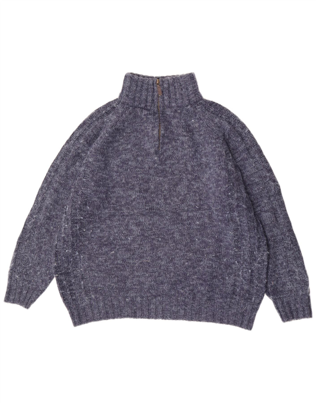 Marks & Spencer Pull coupe classique à col zippé pour homme, grand bleu moucheté