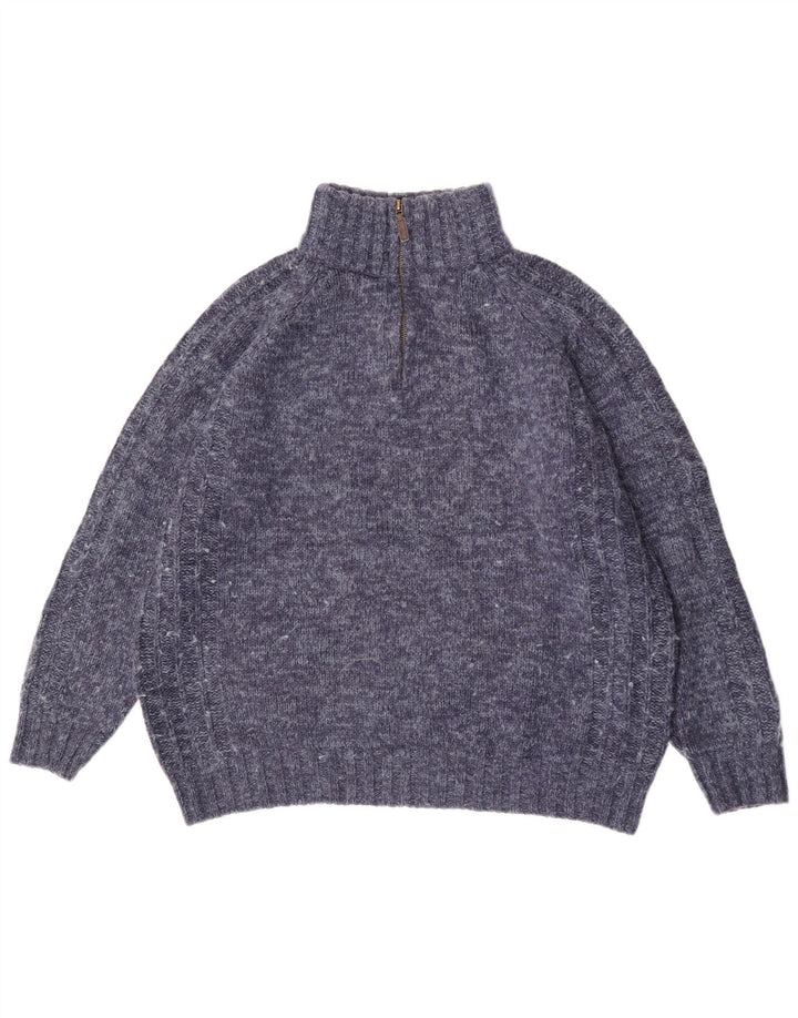 Marks & Spencer Pull coupe classique à col zippé pour homme, grand bleu moucheté