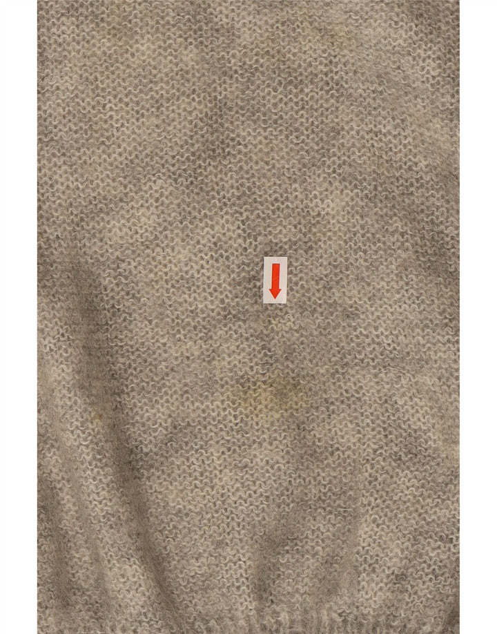 VINTAGE Femme Col Roulé Pull Pull UK 18 XL Gris Floral Mohair