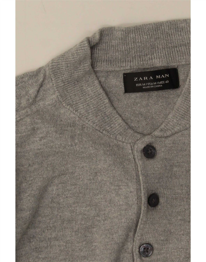 Zara Pull à manches courtes et col boutonné pour homme Gris moyen