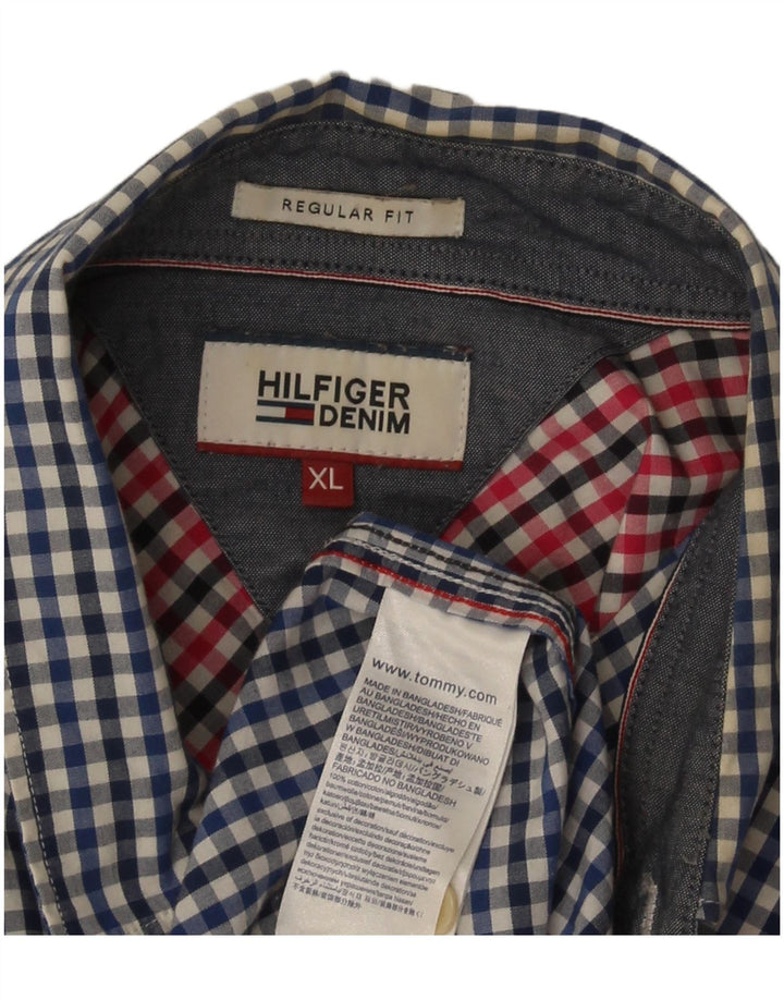 Tommy Hilfiger Chemise Regular Fit XL en coton vichy bleu pour homme