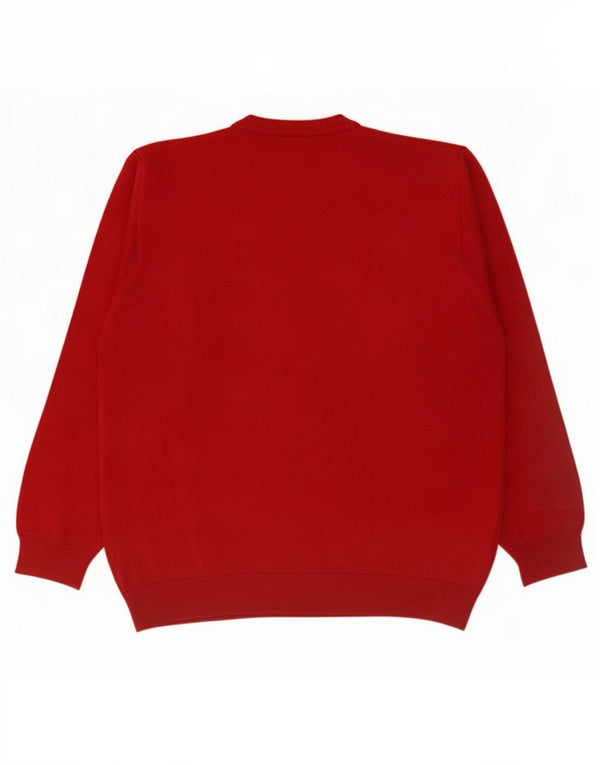 Lacoste Mens Crew Neck Jumper Pull Taille 5 Grande Laine Rouge